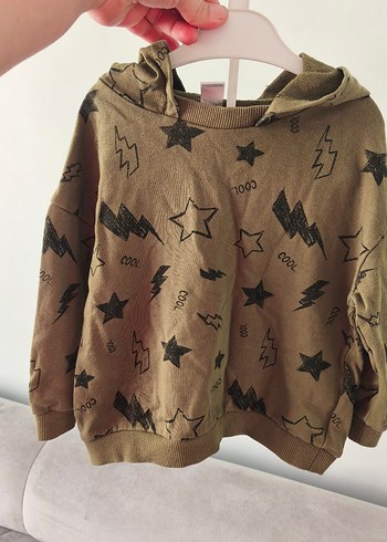 Kapüşonlu Erkek Çocuk Sweatshirt - Haki - Görsel 3