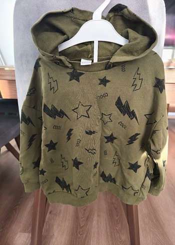 Kapüşonlu Erkek Çocuk Sweatshirt - Haki - Görsel 2