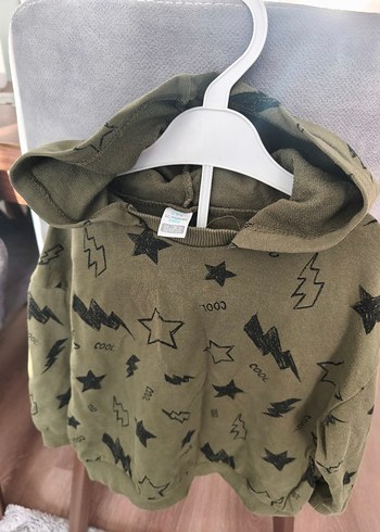 Kapüşonlu Erkek Çocuk Sweatshirt - Haki - Görsel 5