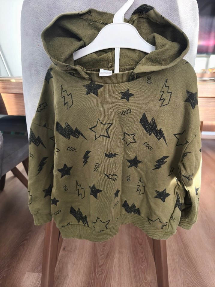 Kapüşonlu Erkek Çocuk Sweatshirt - Haki - Görsel 2