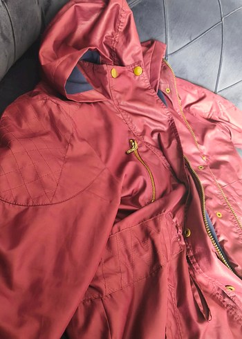 Bordo Kapüşonlu Fermuarlı Kadın Ceket - Görsel 6