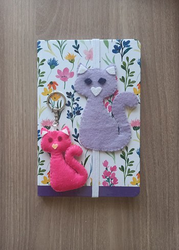 Keçe Kedi Anahtarlık ve Kitap Ayracı