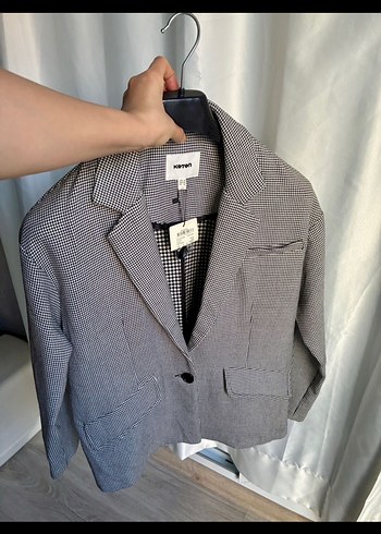 Siyah beyaz Kadın Blazer Ceket - Görsel 2