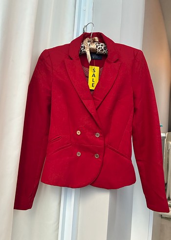 Kırmızı Düğmeli Kadın Blazer Ceket - Görsel 3