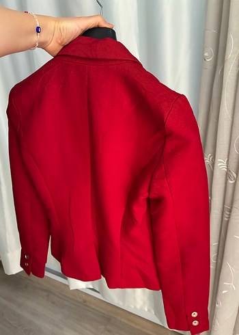 Kırmızı Düğmeli Kadın Blazer Ceket - Görsel 4