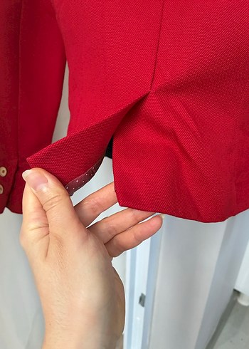 Kırmızı Düğmeli Kadın Blazer Ceket - Görsel 7
