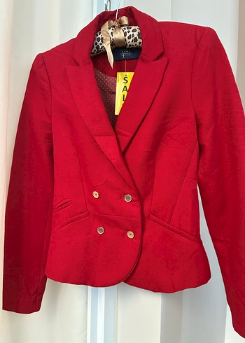 Kırmızı Düğmeli Kadın Blazer Ceket - Görsel 5