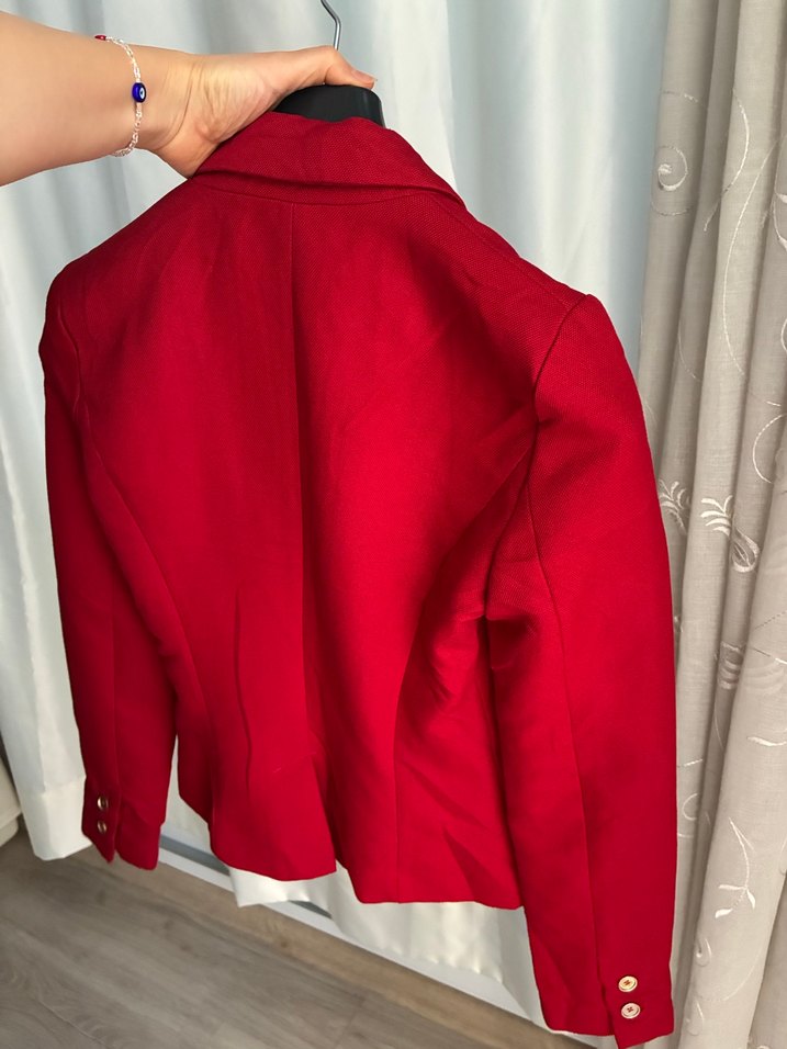 Kırmızı Düğmeli Kadın Blazer Ceket - Görsel 4