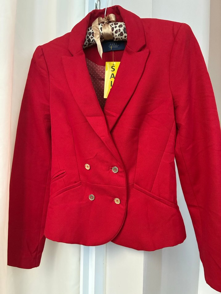 Kırmızı Düğmeli Kadın Blazer Ceket - Görsel 5