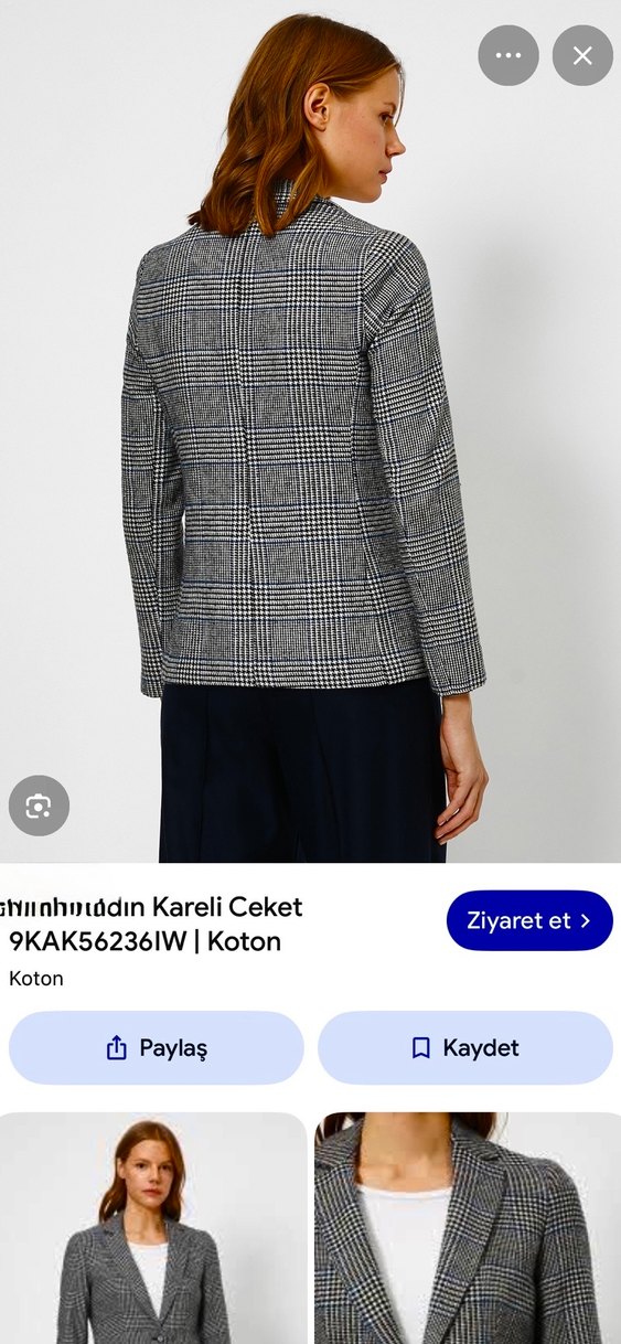 Kadın Gri Düğmeli Blazer Ceket - Görsel 2