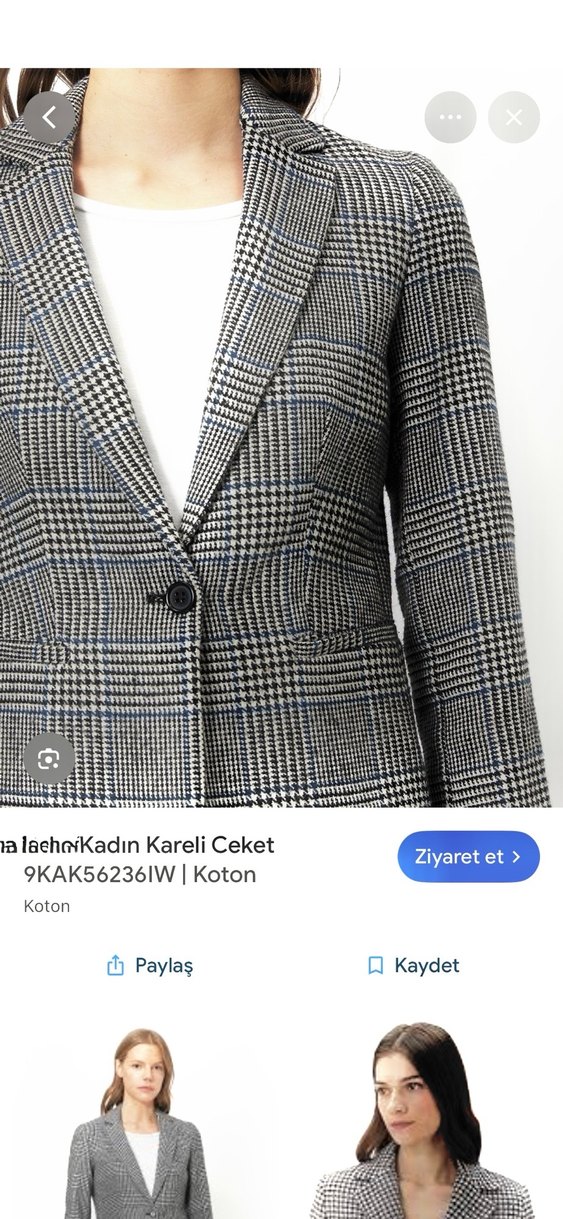 Kadın Gri Düğmeli Blazer Ceket - Görsel 3