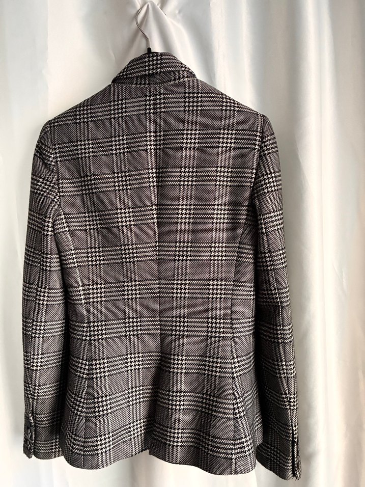 Gri Ekose Tek Düğmeli Blazer Ceket — görsel 7/9