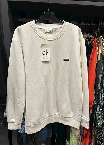 Calvin Klein Beyaz Pamuklu Sweatshirt