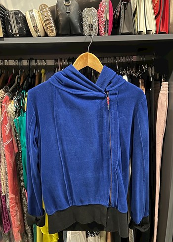Mavi Fermuarlı Kadın Sweatshirt