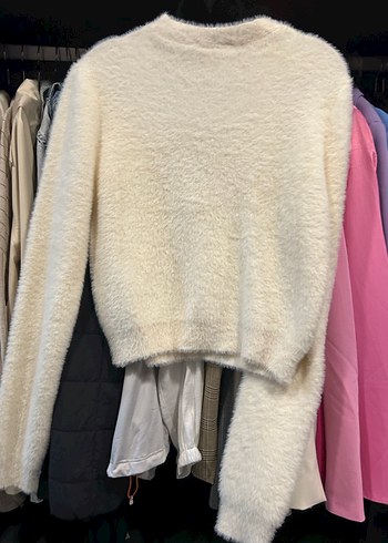 Hobby Life Düğmeli Beyaz Midi Kadın Hırka angora