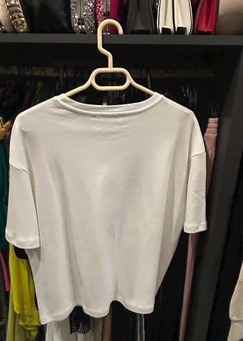m Beden beyaz Renk Baskılı Beyaz Mini Kadın Tişört