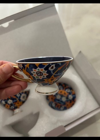 English Home Altın Kulplu Renkli Desenli Fincan 2. Adet