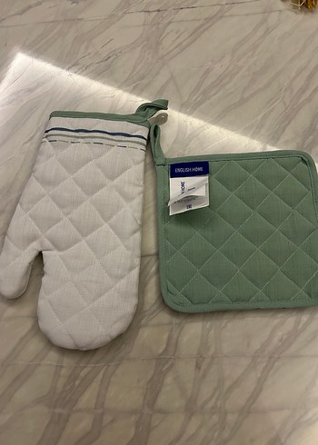 Nakışlı Beyaz Fırın Eldiveni ve Tutacak - Görsel 7