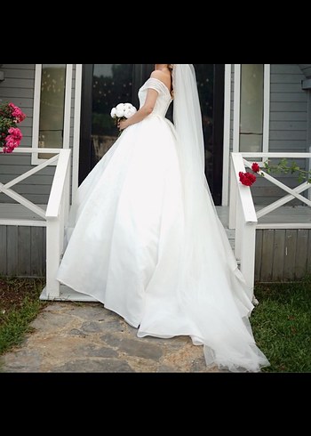 Modern Klasik Straplez Beyaz A Kesim Gelinlik - Görsel 3