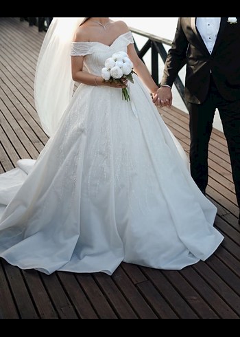 Modern Klasik Straplez Beyaz A Kesim Gelinlik - Görsel 4