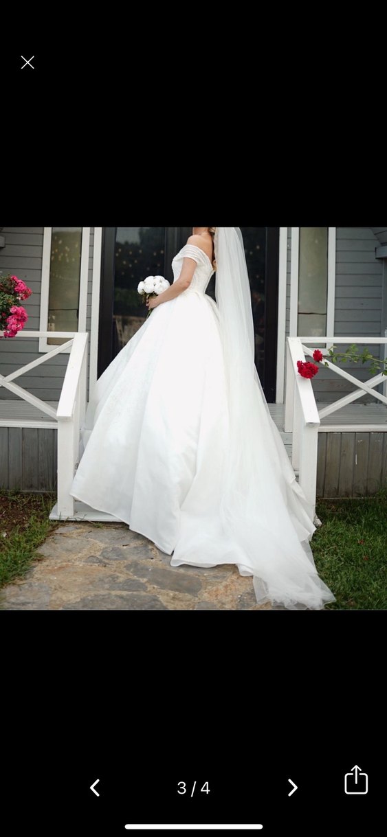 Modern Klasik Straplez Beyaz A Kesim Gelinlik - Görsel 3