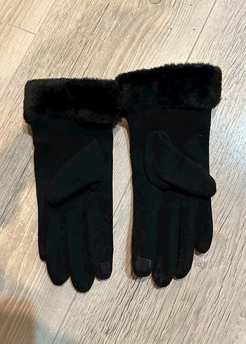 Kürk Detaylı Siyah Kadın Eldiveni - Görsel 4