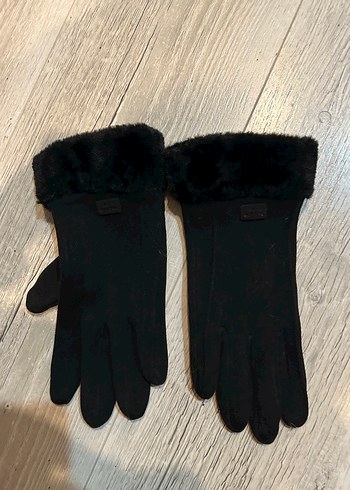 Kürk Detaylı Siyah Kadın Eldiveni - Görsel 2