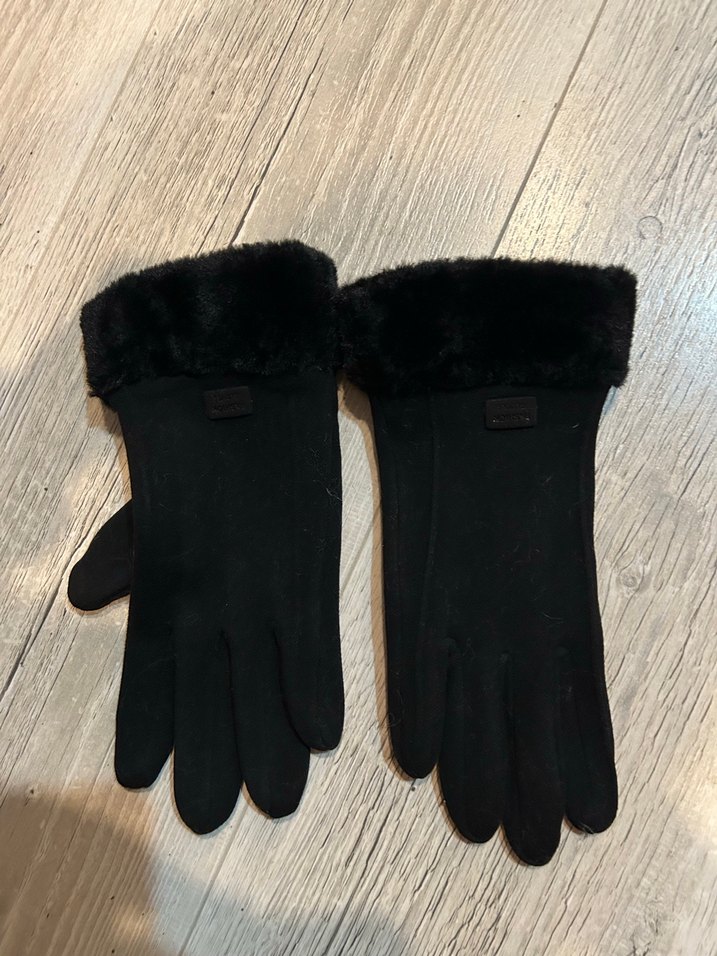 Kürk Detaylı Siyah Kadın Eldiveni - Görsel 2