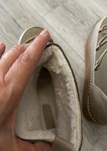 Bej Süet Kadın Kürklü Dolgu Topuk Bot - Görsel 6