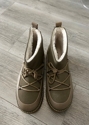 Bej Süet Kadın Kürklü Dolgu Topuk Bot - Görsel 2