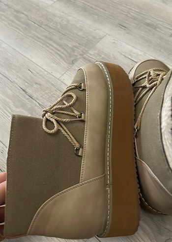 Bej Süet Kadın Kürklü Dolgu Topuk Bot - Görsel 5