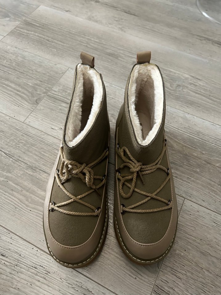 Bej Süet Kadın Kürklü Dolgu Topuk Bot - Görsel 2