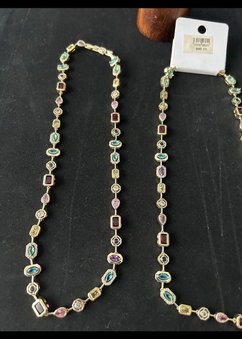 Renkli Taş Detaylı Uzun Kadın Kolyesi - Görsel 2