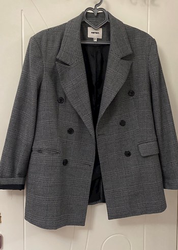 Düğmeli Gri Kadın Blazer Ceket