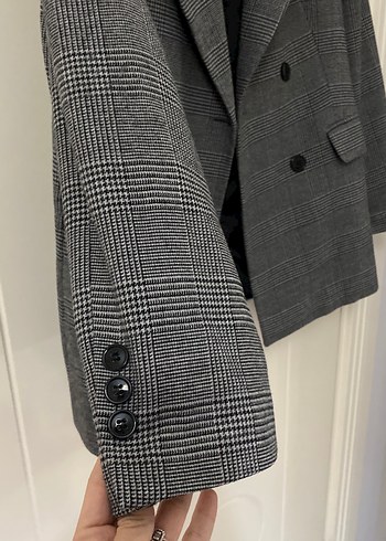 40 Beden Düğmeli Gri Kadın Blazer Ceket