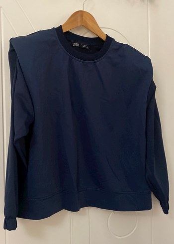 40 Beden mavi Renk Lacivert Kadın Sweatshirt, Bisiklet Yaka, Salaş Kesim