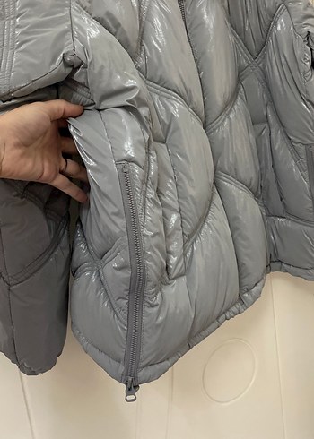 42 Beden Gri Kadın Kışlık Fermuarlı Mont