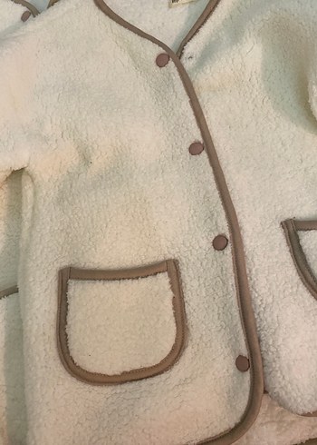 Diğer Anne çocuk kombin Beyaz Peluş Midi Ceket