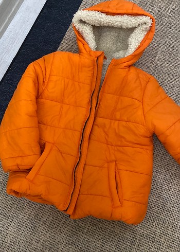 Turuncu Erkek Çocuk Kürklü Mont