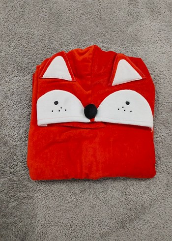 Turuncu Erkek Çocuk Kapüşonlu Bornoz - Görsel 4