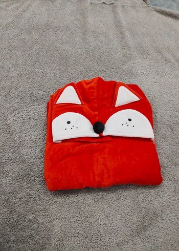 Turuncu Erkek Çocuk Kapüşonlu Bornoz - Görsel 3