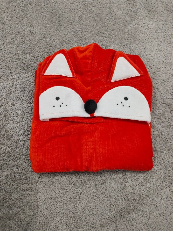 Turuncu Erkek Çocuk Kapüşonlu Bornoz - Görsel 4