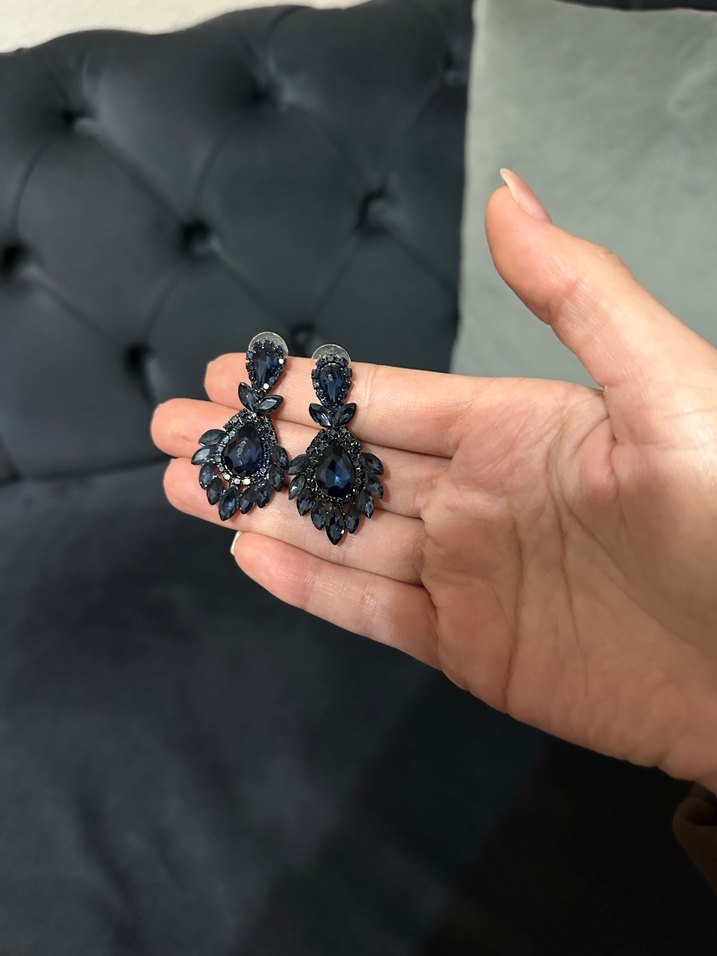 Lacivert Abiye Küpe - Görsel 2