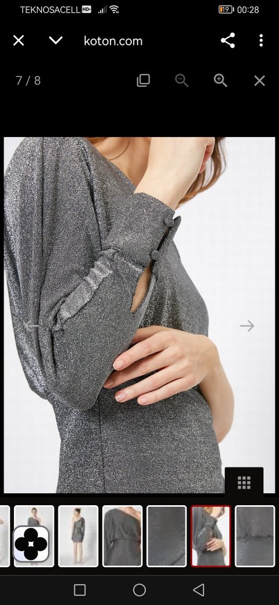 Tek Omuzlu Gri Simli  Mini Abiye Elbise - Görsel 3