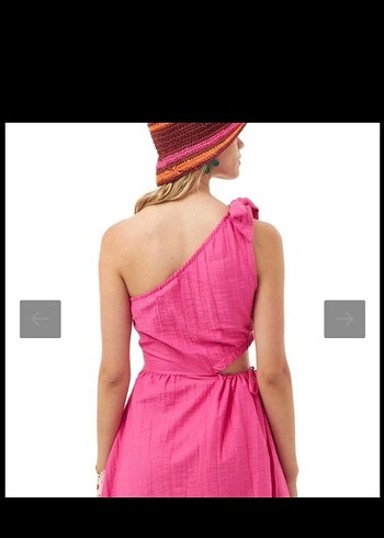 Quzu Pembe Asimetrik Mini Elbise