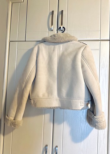 Beyaz Süet Kürklü Kadın Ceket - Görsel 5