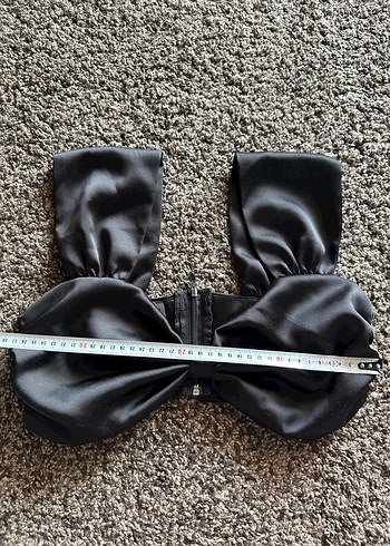 Saten Siyah Straplez Bustiyer - Görsel 4