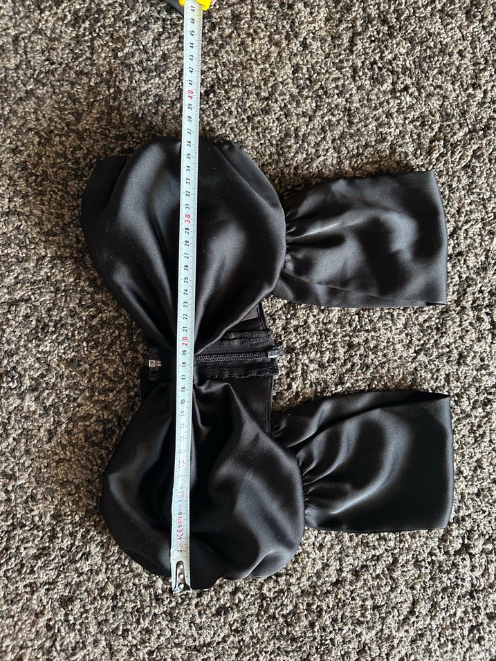 Saten Siyah Straplez Bustiyer - Görsel 3