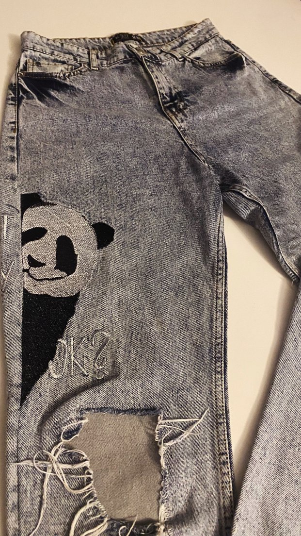 Panda İşleme detaylı tasarım Mom Jeans - Görsel 3
