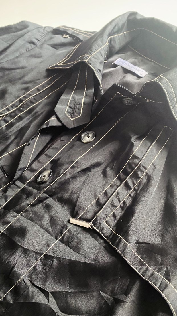 Kemerli Siyah Kadın kısa trençkot - Görsel 2